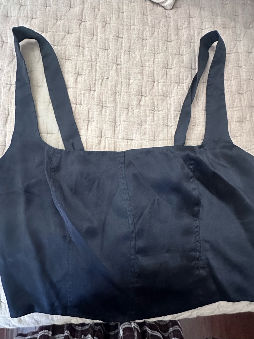 Reformation Black 100% Silk Cropped Tank Top - Size 10